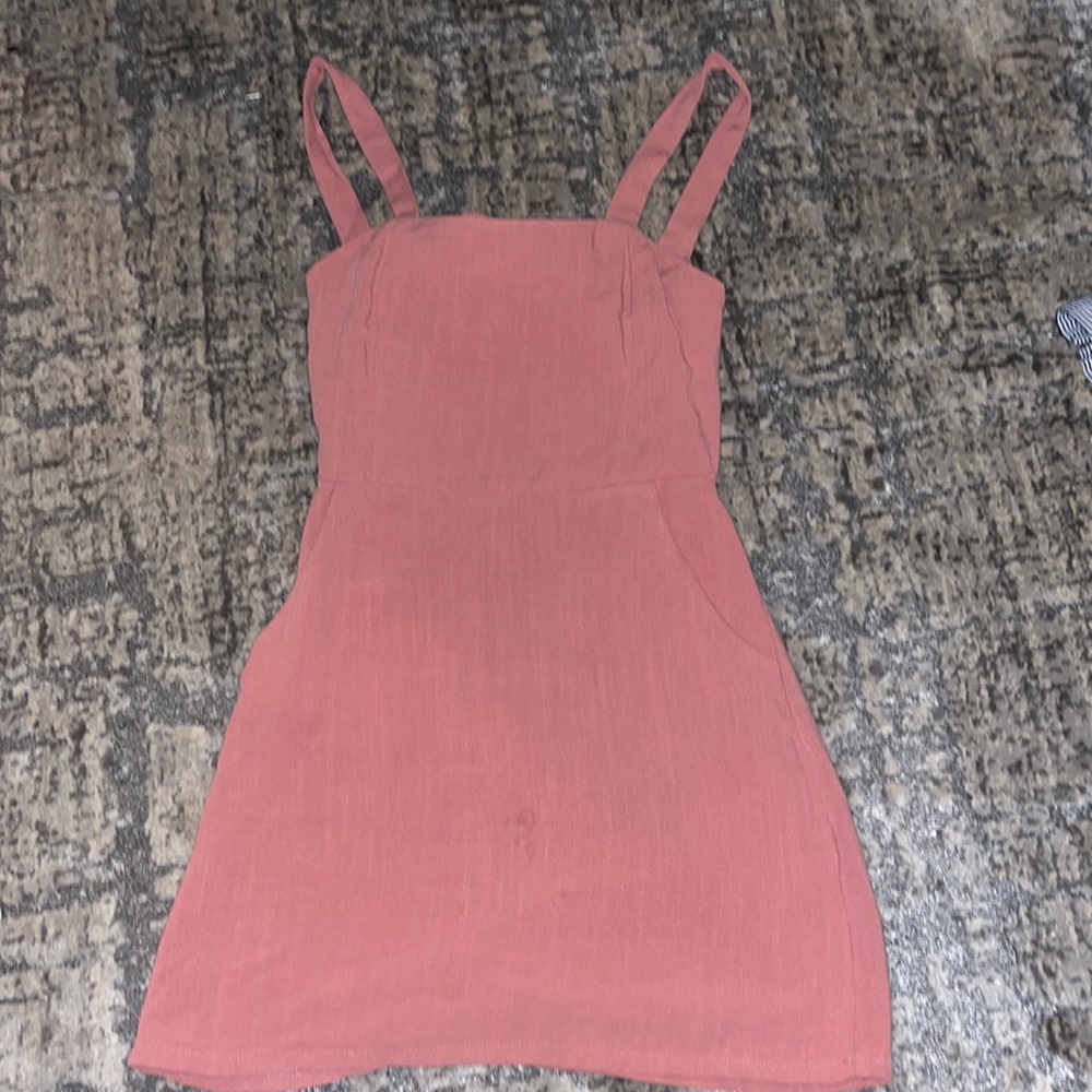 MARSHALLS Pink pocket open back dress with pockets